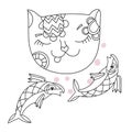 Hand drawn doodle outline cat Royalty Free Stock Photo