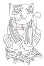 Hand drawn doodle outline cat Royalty Free Stock Photo