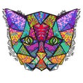 Hand drawn doodle outline cat head Royalty Free Stock Photo