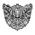 Hand drawn doodle outline cat head Royalty Free Stock Photo