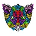 Hand drawn doodle outline cat head Royalty Free Stock Photo