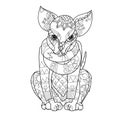 Hand drawn doodle outline chihuahua dog boho sketch