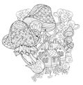 Hand drawn doodle outline magic mushrooms Royalty Free Stock Photo