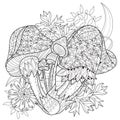 Hand drawn doodle outline magic mushrooms Royalty Free Stock Photo