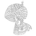 Hand drawn doodle outline magic mushrooms Royalty Free Stock Photo