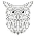 Hand drawn doodle outline owl illustration. Decorative in African indian totem Ethnic tribal aztec design. Royalty Free Stock Photo