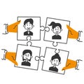 hand drawn doodle People connecting like puzzle symbol for teamwork Royalty Free Stock Photo