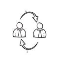 Hand drawn doodle people and cycle arrow illustration symbol for change or rotation staff icon Royalty Free Stock Photo