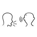 Hand drawn doodle people speak and listen icon illustration vector isolated Royalty Free Stock Photo