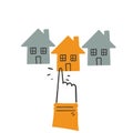 hand drawn doodle person choosing house property illustration