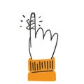 hand drawn doodle person injured finger with bandage Royalty Free Stock Photo