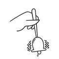 hand drawn doodle person hand ringing service bell illustration Royalty Free Stock Photo