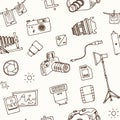 Hand drawn doodle photography seamless pattern