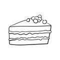 Hand drawn doodle piece of cake doodle icon