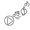 hand drawn doodle play music button icon illustration