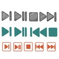 hand drawn doodle Play video icon collection