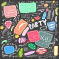Hand drawn doodle polaroid party items Royalty Free Stock Photo