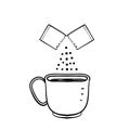 Hand drawn doodle pouring sugar in the cup illustration vector isolated Royalty Free Stock Photo