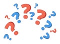 Hand drawn doodle question marks. question mark icon sign or ask FAQ and QA answer solution information. Have a question