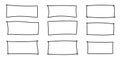 Hand drawn doodle rectangle frames, Text box and frames. Royalty Free Stock Photo