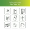 Hand drawn doodle refrigerator set. Royalty Free Stock Photo