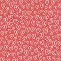 Hand Drawn Doodle Retro Palette Hearts Valentine`s Day vector Seamless Pattern. Cute Graffity Background Royalty Free Stock Photo