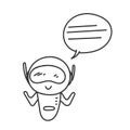 hand drawn doodle robot with bubble chat cartoon Royalty Free Stock Photo