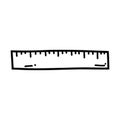 Hand drawn doodle ruler. Vector sketch illustration of black outline school measurement scale tool, office stationery Royalty Free Stock Photo