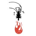 hand drawn doodle save the tree from the fire illustration Royalty Free Stock Photo