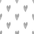 Hand drawn Doodle seamless pattern with hearts. vector illustration with black hearts drawn with lines on a white Royalty Free Stock Photo