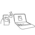 hand drawn doodle Send folder files between devices icon