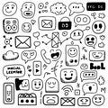 Hand Drawn Doodle ElemeCute Sketch Emoji Communication Doodle Setnts Pack Royalty Free Stock Photo