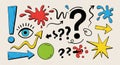 Hand-Drawn Doodle Set with Question Marks and Abstract Shapes Royalty Free Stock Photo
