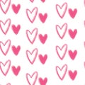 Hand drawn doodle Simple hearts seamless pattern. Valentines day background