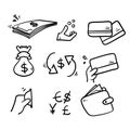 hand drawn doodle Simple Set of Money Related Vector Line Icons in line art style vector isolated Royalty Free Stock Photo