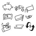 hand drawn doodle Simple Set of Money Related Vector Line Icons in line art style vector isolated Royalty Free Stock Photo