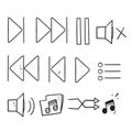 Hand drawn doodle Simple Set of Music Controls Related illustration icon Royalty Free Stock Photo