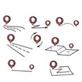 Hand drawn doodle Simple Set of Route Related illustration