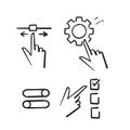 Hand drawn doodle Simple Set of Setup and Settings Related Vector Line Icons isolated