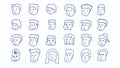 Hand drawn doodle sketch. Diverse faces of people set. Human Avatars Collection