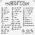 Hand-drawn doodle sketch. International Morse code