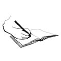 Hand drawn doodle sketch open notebook, clear page. Hand writes Royalty Free Stock Photo