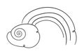 Hand-drawn, doodle sketch of the rainbow with swirls, outline, contour graphics in black on a white background Royalty Free Stock Photo