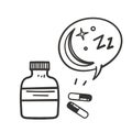 hand drawn doodle sleep pills icon illustration vector