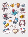 Set of Hand drawn doodle social media Royalty Free Stock Photo