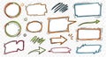 Hand Drawn Doodle Speech Bubbles, Arrows and Frames Vector Set Royalty Free Stock Photo