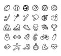 Hand drawn doodle sport and fitness line icons Royalty Free Stock Photo