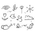 Hand drawn doodle spring collection icon illustration vector Royalty Free Stock Photo