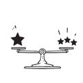 Hand drawn doodle star comparison symbol for quality vs quantity sign illustration icon Royalty Free Stock Photo