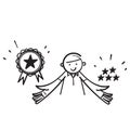 Hand drawn doodle star comparison symbol for quality vs quantity sign illustration icon Royalty Free Stock Photo